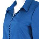 Women Solid Long Sleeve Elegant Shirt Office Casual Turn-down Collar Blouse U3Q5