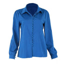 Women Solid Long Sleeve Elegant Shirt Office Casual Turn-down Collar Blouse U3Q5