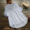 New Summer Shirt Cotton Linen Stripe Casual Half Sleeve Shirts Loose Pocket S4R9
