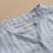 New Summer Shirt Cotton Linen Stripe Casual Half Sleeve Shirts Loose Pocket S4R9