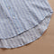 New Summer Shirt Cotton Linen Stripe Casual Half Sleeve Shirts Loose Pocket S4R9