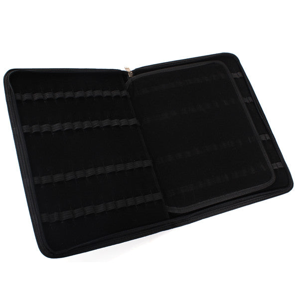 Luxury Black Fountain Pen / Roller Pen 48 Pens Case Holder Bag