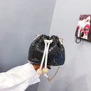 Women Bag With Sequins Bucket Bag Crossbody Bags For Women Fashion PU Leath F6K2