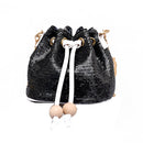 Women Bag With Sequins Bucket Bag Crossbody Bags For Women Fashion PU Leath F6K2