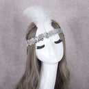 Sequin White Feather Elastic Headband Jewelry Accessory Fancy Costume J5S5