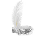Sequin White Feather Elastic Headband Jewelry Accessory Fancy Costume J5S5