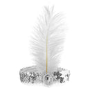 Sequin White Feather Elastic Headband Jewelry Accessory Fancy Costume J5S5