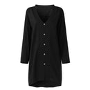 Women Linen V Neck Long Sleeve Buttons Irregular Split Loose Shirt Casual P M5E5