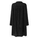 Women Linen V Neck Long Sleeve Buttons Irregular Split Loose Shirt Casual P M5E5