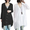 Women Linen V Neck Long Sleeve Buttons Irregular Split Loose Shirt Casual P M5E5