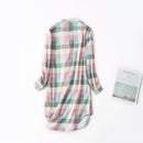 Women Turn-down Collar Long Sleeve Sleep Wear Lattice Nightgowns Casual Paj T9Z4