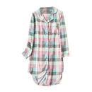 Women Turn-down Collar Long Sleeve Sleep Wear Lattice Nightgowns Casual Paj T9Z4