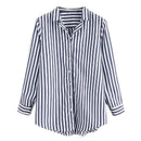 Women Spring Autumn Striped Shirts Tops V-Neck Long Sleeve blouse for busin W7L2