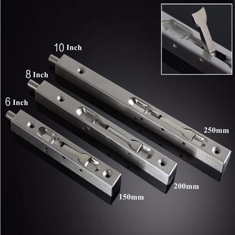 Slide Lock 304 Stainless Steel Flush Latch Bolt for Home Gate Door Security Guard