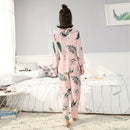 Women Autumn V-neck print 2-pcs Pajama Sets Floral Long Sleeve Sleep Wear C Z8B2