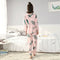 Women Autumn V-neck print 2-pcs Pajama Sets Floral Long Sleeve Sleep Wear C Z8B2