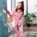 Long sleeve pajamas Ladies Strawberry Print Pajamas Loose Casual Large size C5D9