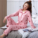 Long sleeve pajamas Ladies Strawberry Print Pajamas Loose Casual Large size C5D9