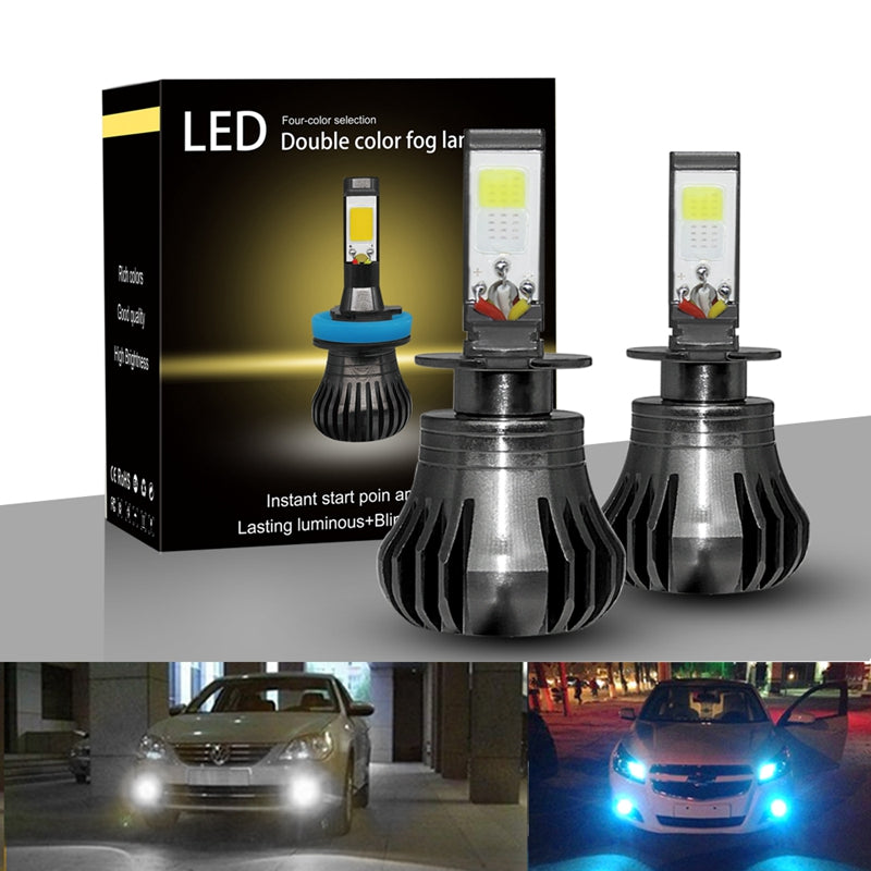 Dual Color 6000k White 8000K Blue H3 Car LED Fog Light for car truck suv