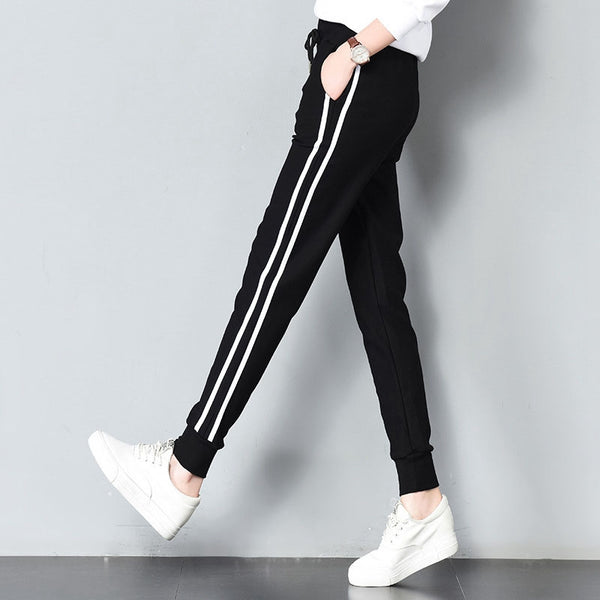 Summer Spring Casual Pants Sportswear Trousers Woman Haren Pants Double Str I4U2