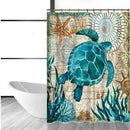 Sea Turtle Waterproof Shower Curtain Octopus Home Bathroom Curtains with 12 Y9F6