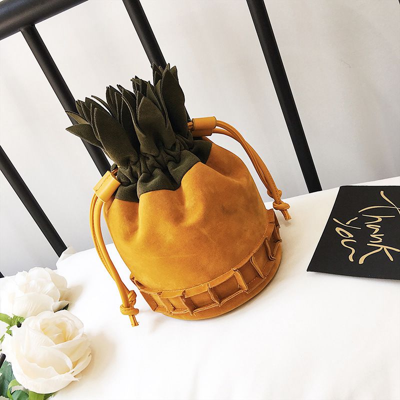 Cute Scrub Leather Pineapple Bag Mini Crossbody Bags for Women Chain Purse  F8S4
