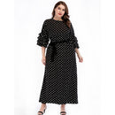 European and American style large size women's new long skirt round neck ru O8W8