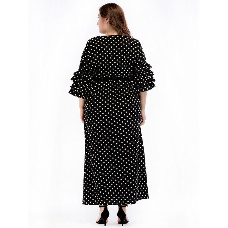European and American style large size women's new long skirt round neck ru O8W8