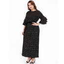 European and American style large size women's new long skirt round neck ru O8W8