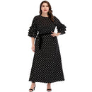 European and American style large size women's new long skirt round neck ru O8W8