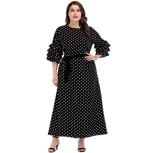 European and American style large size women's new long skirt round neck ru O8W8