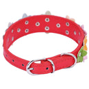 Soft Pu Leather Dog Collar Flower Padded(Red, S) G5I3