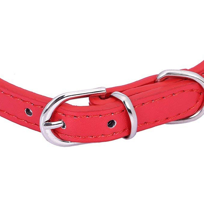 Soft Pu Leather Dog Collar Flower Padded(Red, S) G5I3