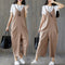 Women Solid Plus Size Spaghetti Straps Jumpsuit Ladies Casual Loose V Neck  O1U7