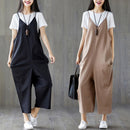 Women Solid Plus Size Spaghetti Straps Jumpsuit Ladies Casual Loose V Neck  O1U7