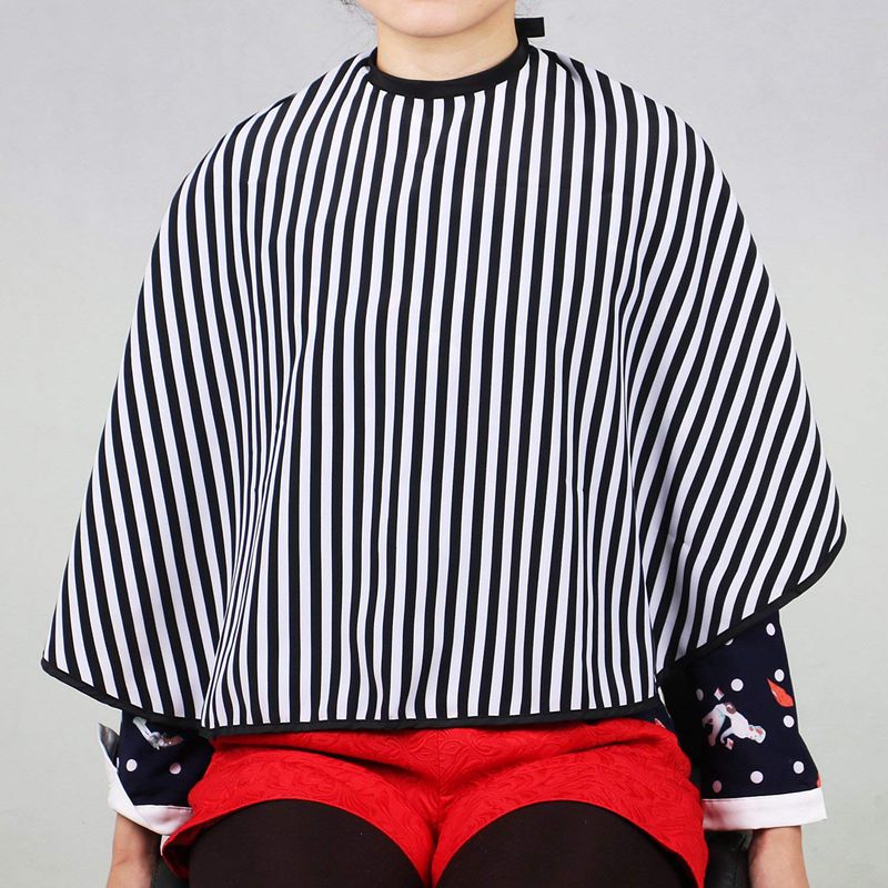 Hair Cutting/Barbers Cape - Adjustable Black and White Stripe Hairdressing  W4F5
