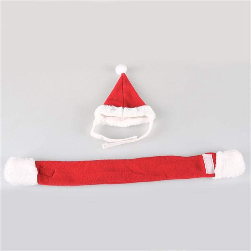 Christmas Cute Set Cat Puppy Red Hat With Muffler Fashion Gift M I5O2