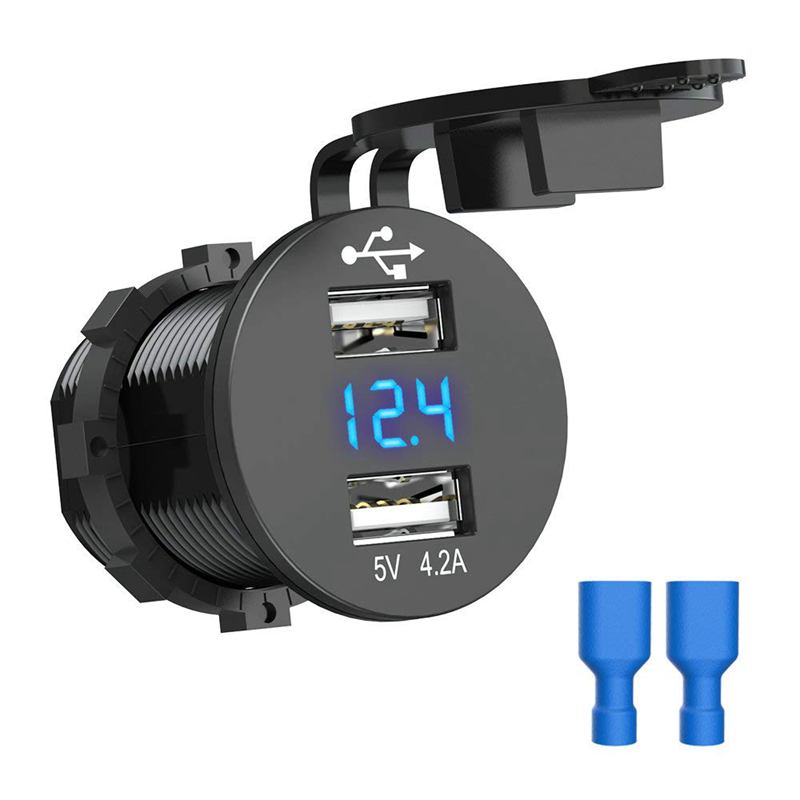 USB Car Socket 12V Car Charger 5V 4.2A Dual USB Car Charger Waterproof Car  I3U2