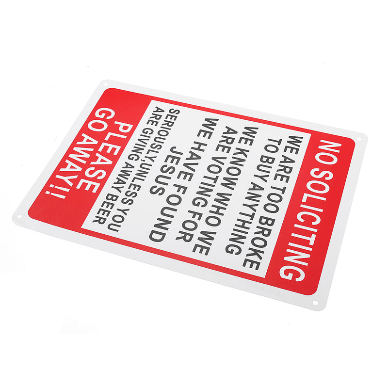 25x35cm Plastic Warning Sign No Soliciting Funny Sign Go Away Front Door Novelty Gift