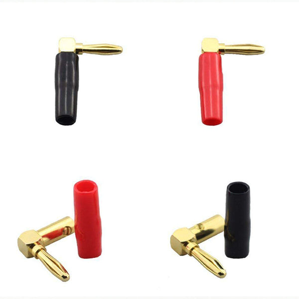 [4 Pack] Hi-end Copper Right Angle/90 Degree Screw Type Banana Plug / Speak Q8N4
