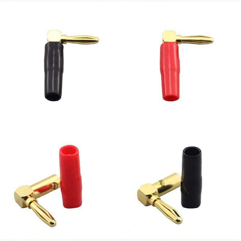 [4 Pack] Hi-end Copper Right Angle/90 Degree Screw Type Banana Plug / Speak Q8N4