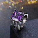 INALIS Elegant 12mm Gun Black Plated Zircon Rhinestone Diamond Rings Gift for Women