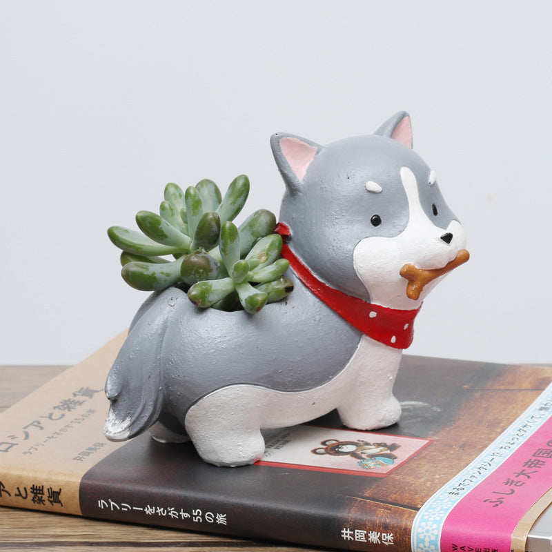 Honana HG-GP4 Creative Akita Dog Husky Dachshund Flower Pot Cartoon Plant Decoration Pot