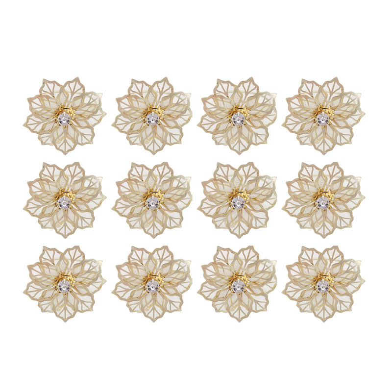 12Pcs Floral Alloy Rings Napkin Holder Dinner Wedding Towel Ring Party Table Decor Supplies