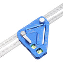 Drillpro Blue Aluminum Alloy Multifunction Revolutionary Carpentry Tool Woodworking Measuring Square Angle Ruler Triangle Ruler Angle Line Scribing Ruler Protractor