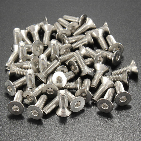 Suleve M4SH2 50pcs Metric M4 Stainless Steel Countersunk Flat Head Hex Socket Cap Screw Bolts