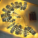 3M 20PCS Battery Powered Gold Sliver Palace Eid Ramadan Kareem Mubarak LED Fairy String Light for Party Decor