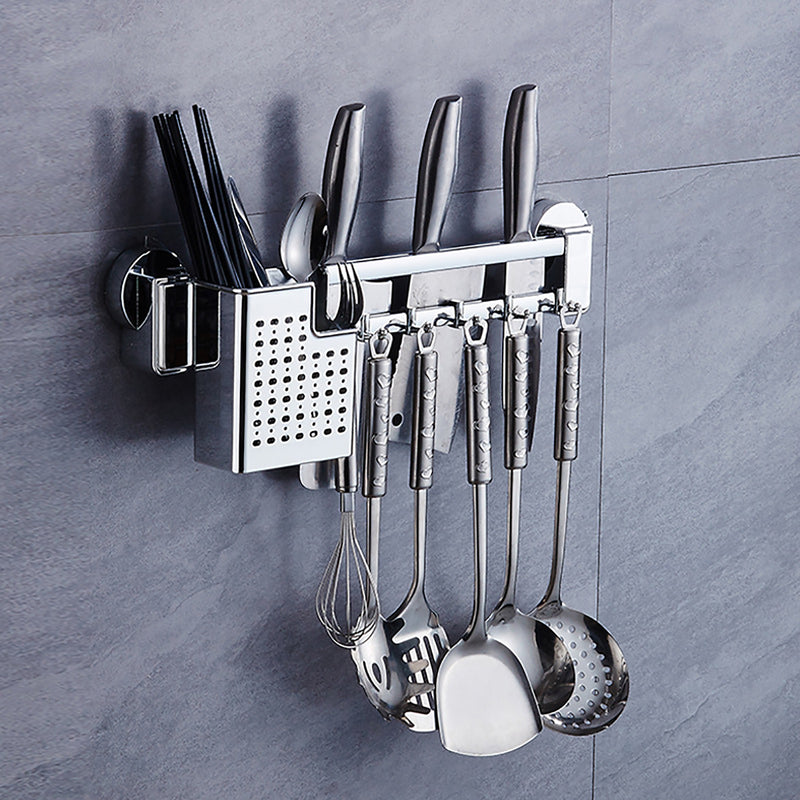Stainless Steel Kitchen Storage Pot Shovel Holder Suction Cup Wall-mounted Chopsticks Drain Kitchen Utensils Storage Rack Shelf Rack