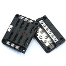 6 Way LED Blade Fuse Box Negative Bus Bar W/ Cover Marine Boat Car HGV 12V 24V