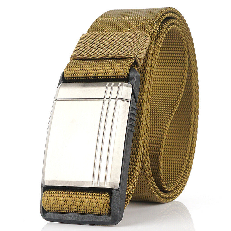 AWMN 125cm Men's Nylon Belt Magnetic Quick Release Metal Buckle Tactical Belt